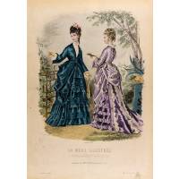 Модные платья. Лист 42. Цветная гравюра, Франция, 1873 год