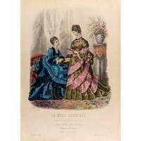 Модные платья. Лист 43. Цветная гравюра, Франция, 1873 год