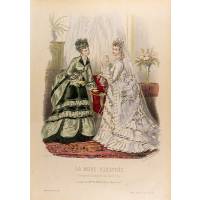 Модные платья. Лист 46. Цветная гравюра, Франция, 1873 год