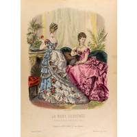 Модные платья. Лист 49. Цветная гравюра, Франция, 1873 год