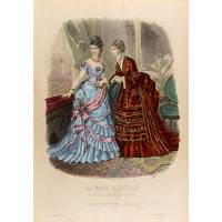 Модные платья. Лист 52. Цветная гравюра, Франция, 1873 год
