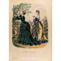 Модные платья. Лист 35. Цветная гравюра, Франция, 1873 год