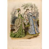 Модные платья. Лист 33. Цветная гравюра, Франция, 1873 год
