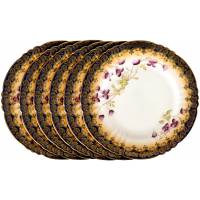Комплект десертных тарелок "Фиалки", 6 шт. Английский фарфор. Royal Albert, Великобритания, первая половина 20 века
