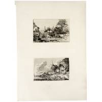 Дом вблизи замка. Рыбацкая хижина. Два офорта на одном листе. Франция,1870-е гг.