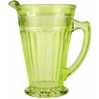Кувшин для лимонада в стиле Арт Деко. Зеленое урановое стекло. Sowerby, Великобритания, 1930-е гг.