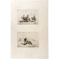 Поездка на ослах. Два офорта на одном листе. Франция, вторая половина 19 века