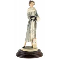 Винтажная статуэтка "Дама с собачкой". Композитный материал. Высота 24 см. Capodimonte. Италия, вторая половина 20 века