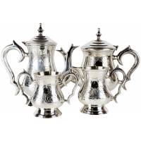 Чайно-кофейный набор из 4-х предметов. Металл, серебрение. Великобритания, середина 20 века