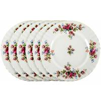 Набор тарелок для салата "Мускусные розы", 6 шт. Фарфор. Royal Albert, Великобритания, конец 20 века