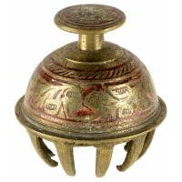 Колокольчик-бубенец индийский. Латунь, гравировка, цветная эмаль. Индия, первая половина ХХ века