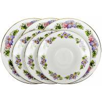 Набор тарелок и блюдец "Нежность". Английский фарфор. Royal Imperial, Великобритания, вторая половина 20 века