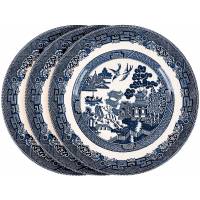 Комплект из 3-х столовых тарелок "Старая ива". Фаянс. Johnson Brothers, Великобритания, конец 20 века