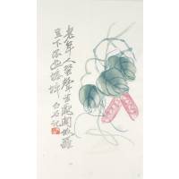 Ци Бай Ши. Горох. Ксилография, акварель. Китай, середина XX века
