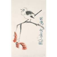 Ци Бай Ши. Птица. Ксилография, акварель. Китай, середина XX века