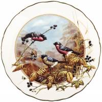Декоративная тарелка "Чары снегирей". Фарфор. Royal Doulton, Великобритания, вторая половина 20 века