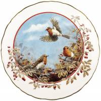 Декоративная тарелка "Восторг малиновок". Фарфор. Royal Doulton, Великобритания, вторая половина 20 века