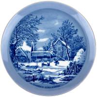 Декоративная тарелка "Ферма зимой". Фарфор. Япония, вторая половина ХХ века
