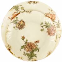 Десертная тарелка и блюдце "Хризантемы". Французский фарфор, Limoges, первая половина 20 века (с повреждениями)