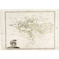 Карта Ближнего Востока, Средней Азии и стран средиземноморского бассейна. Гравюра. Франция, 1812 год