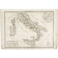 Карта Италии.  Гравюра. Франция, 1812 год