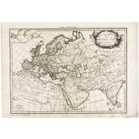 Карта средневековой Европы, Азии и Северной Африки в IX - X веках н.э. Гравюра. Франция, 1812 год