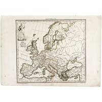 Карта Европы во времена вторжения варваров в конце V и начале VI веков. Гравюра. Франция, 1812 год