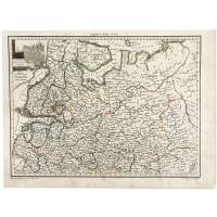 Карта Северно-Европейской части России. Гравюра. Франция, 1812 год