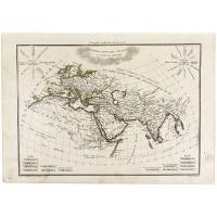 Карта мира с древнейших времен до Птолемея. Гравюра. Франция, 1812 год