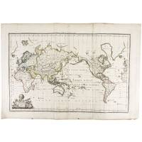 Карта мира Меркатора. Гравюра. Франция, 1812 год