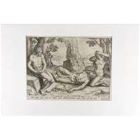 Адам и Ева оплакивают Авеля. Резцовая гравюра. Голландия, около 1560 года