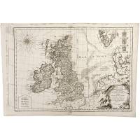Карта Британских островов. Резцовая гравюра. Франция, середина 19 века