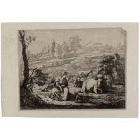 Пастушка. Офорт. Голландия, 17 век