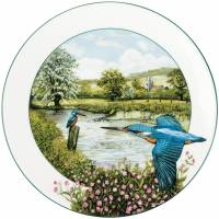 Кеннет Дж. Вуд "Прибрежный зимородок", декоративная тарелка. Фарфор. Roya Doulton, Великобритания, 1989 год