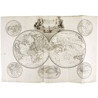 Карта мира. Гравюра. Франция, 1812 год