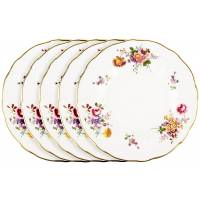 Набор тарелок для салата "Букеты Дерби", 5 шт. Фарфо Royal Crown Derby, Англия, конец ХХ века