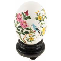 Декоративное яйцо "Птица на цветущей ветке" на подставке. Ручная роспись. Китай, вторая половина ХХ века