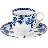 Кофейная пара "Дели", английский фарфор Sons Blue and White, Великобритания, первая половина 20 века (с повреждением)