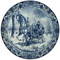 Декоративная тарелка "На санях", Фаянс, Delft, Голландия, вторая половина 20 века