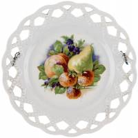 Декоративная тарелка "Фрукты и ягоды". Ажурный фарфор, Германия?, первая половина 20 века