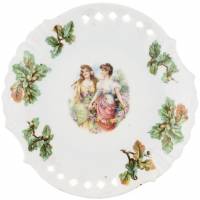 Декоративная тарелка "Идиллия", Ажурный фарфор, Германия?, середина 20 века