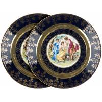 Пара столовых тарелок, диаметр 24 см, фарфор, Чехословакия, Moritz Zdekauer, вторая половина 20 века