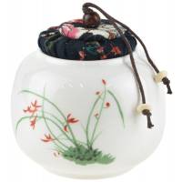 Чайница, баночка для чая "Цветы в траве"", фарфор, Китай