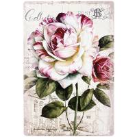 Декоративная табличка "Роскошная роза" в винтажном стиле, металл, 20 х 30 см