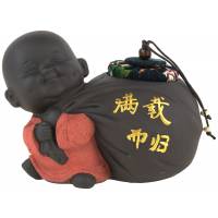 Чайница, баночка для чая "Монах с мешком" красная , керамика, Китай