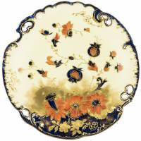 Антикварная декоративная тарелка "Роскошные маки", Ажурный фарфор, Англия, конец 19 века
