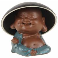 Ситечко для чая - статуэтка "Веселый монах", керамика, высота 7,5 см, голубой,  Китай