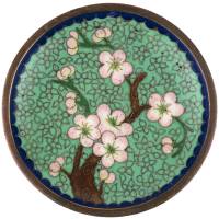 Тарелочка для украшений "Цветущая ветка", латунь, эмаль клуазоне, Китай, середина 20 века