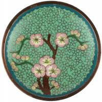 Тарелочка для украшений "Цветущая ветка", латунь, эмаль клуазоне, Китай, середина 20 века