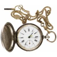 Часы карманные старинные на цепочке, Tobias, Швейцария, конец 19 века